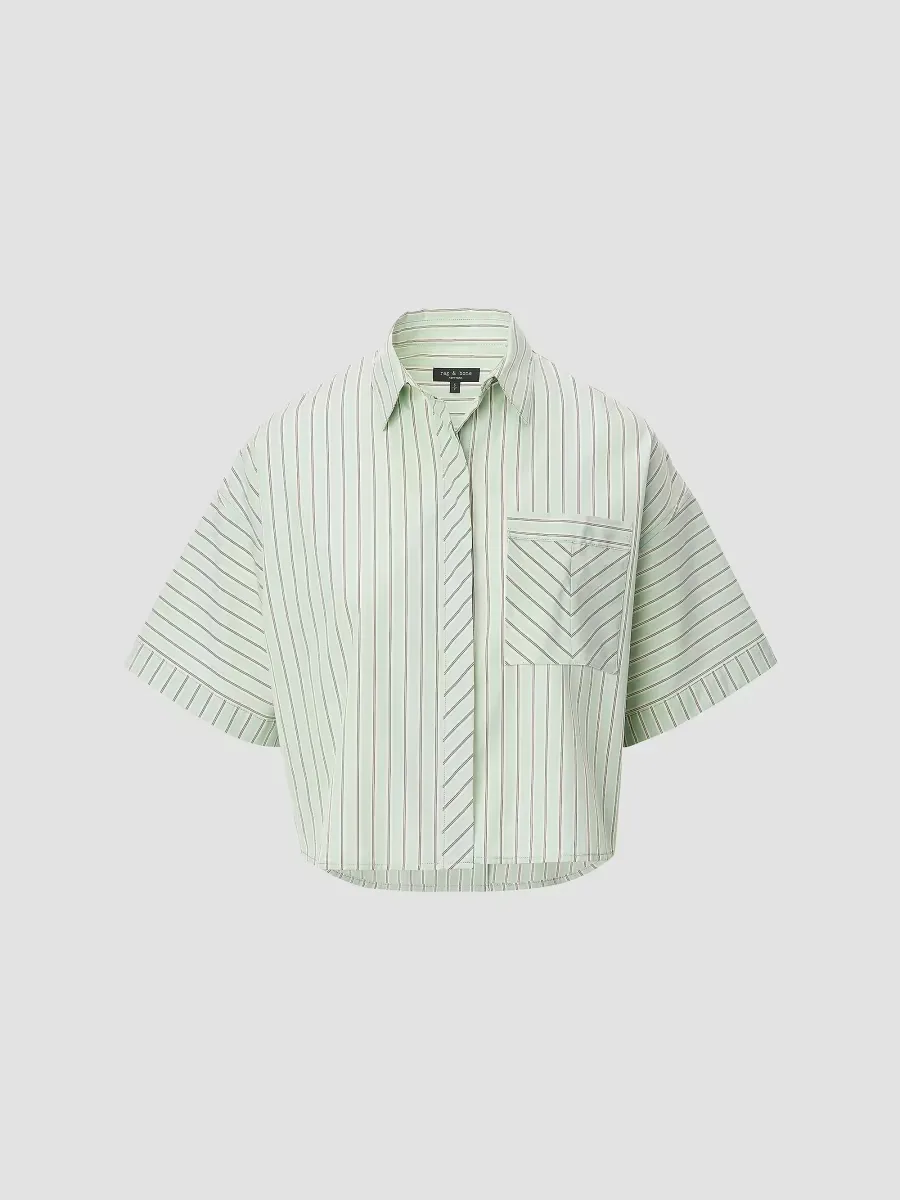 Marin Striped Short-Sleeve Button-Front Shirt by rag & bone