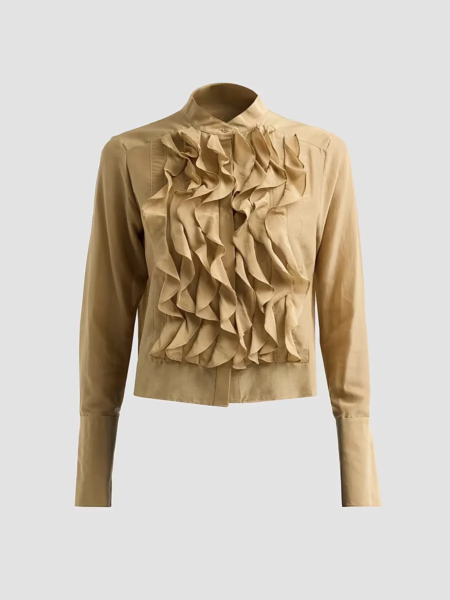 Patti Ruffle Cotton-Silk Blouse