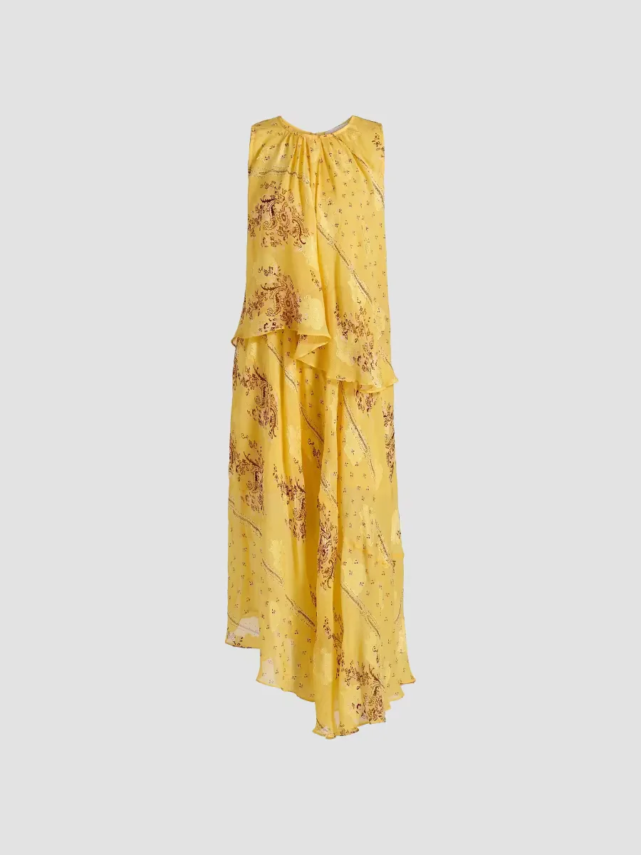 Caprice Asymmetric Printed Silk Midi-Dress by Ulla Johnson