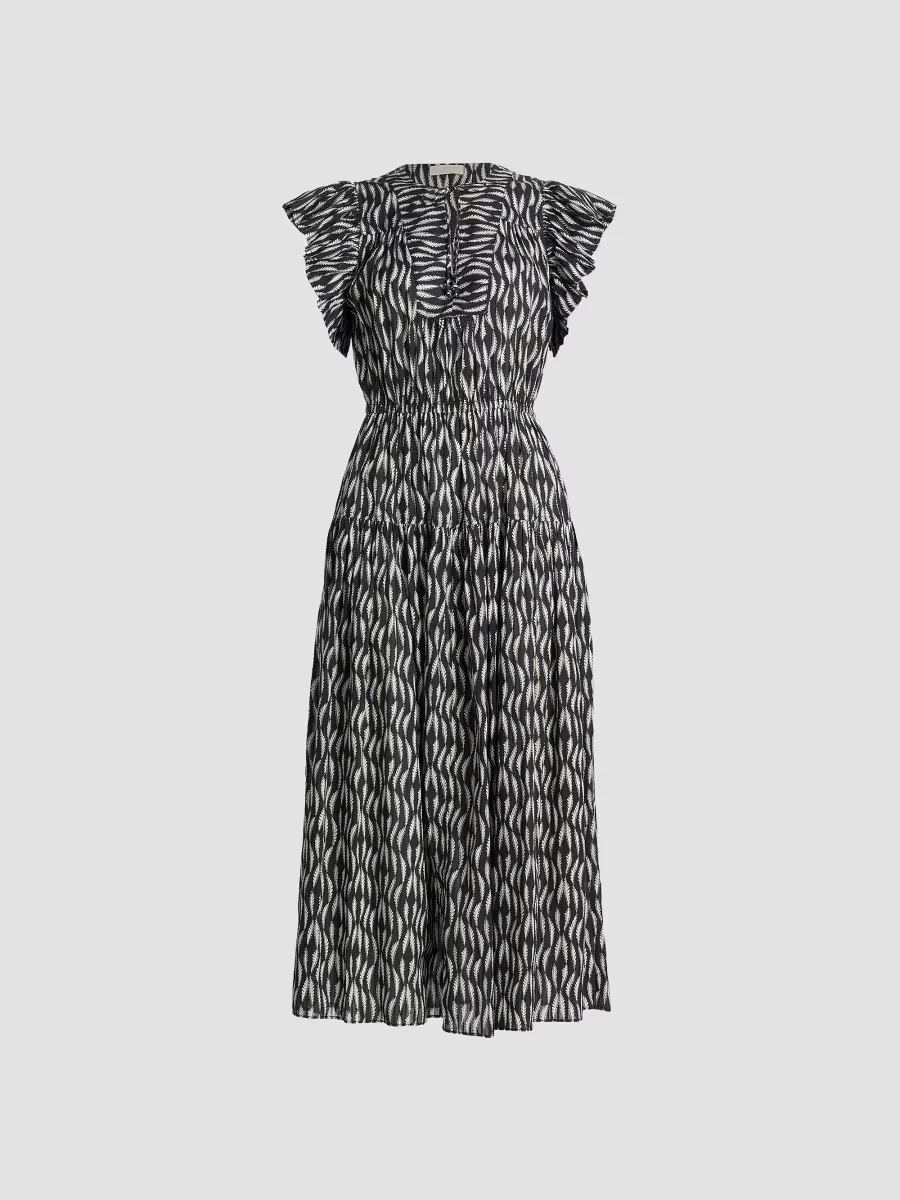 Kairi Printed Flutter-Sleeve Midi-Dress by Ulla Johnson
