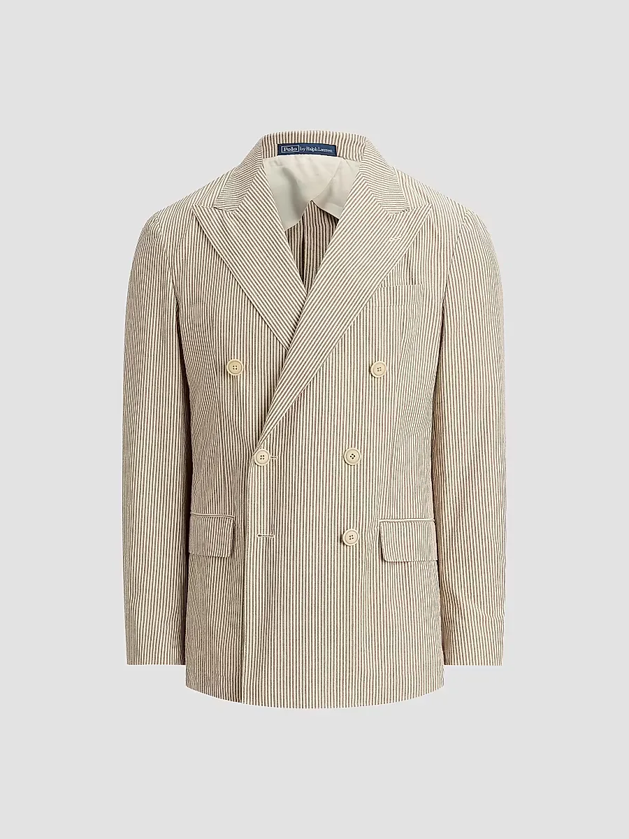 Striped Seersucker Double-Breasted Blazer by Polo Ralph Lauren