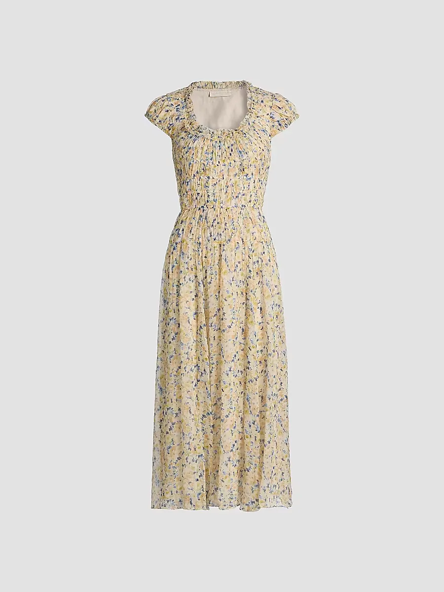 Calliope Floral Silk Midi-Dress by Ulla Johnson