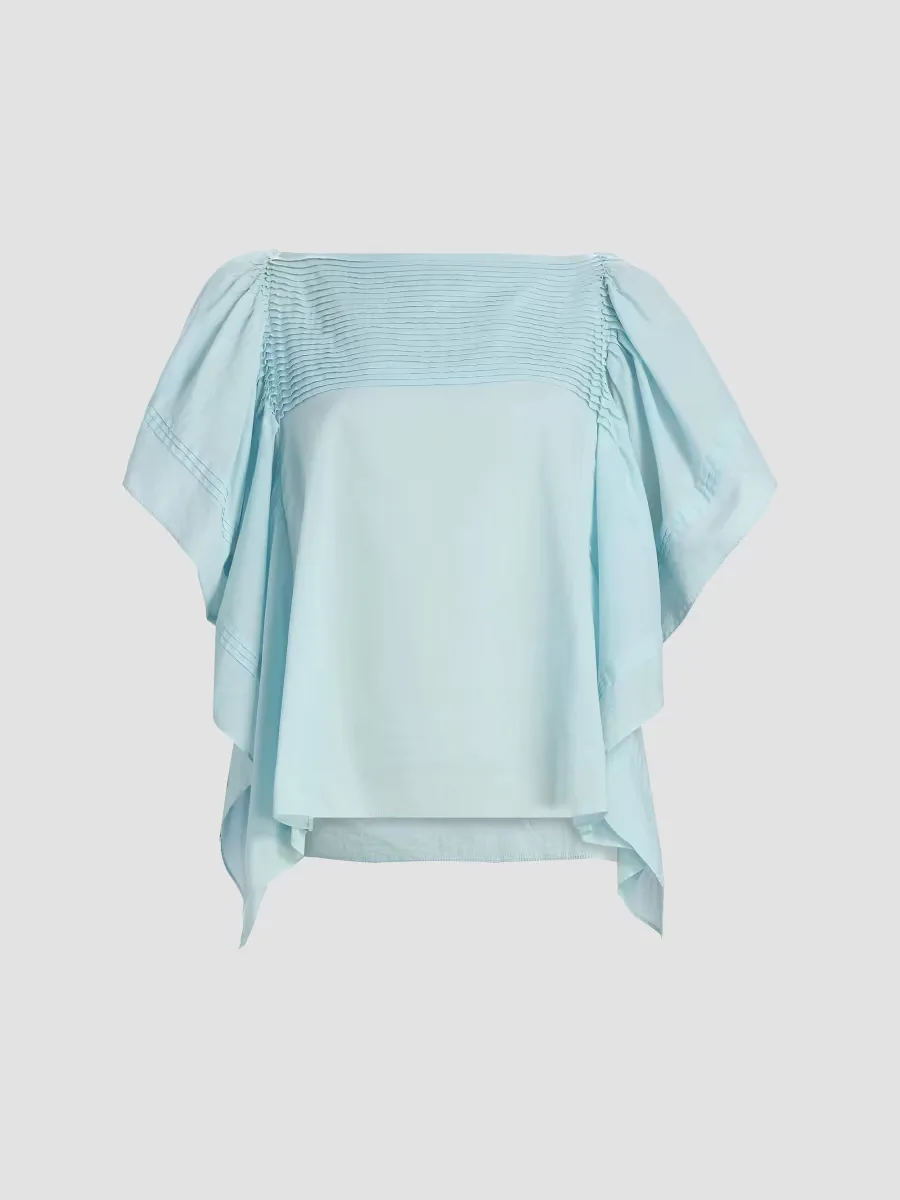 Lu Pintucked Draped Cotton Top by Ulla Johnson