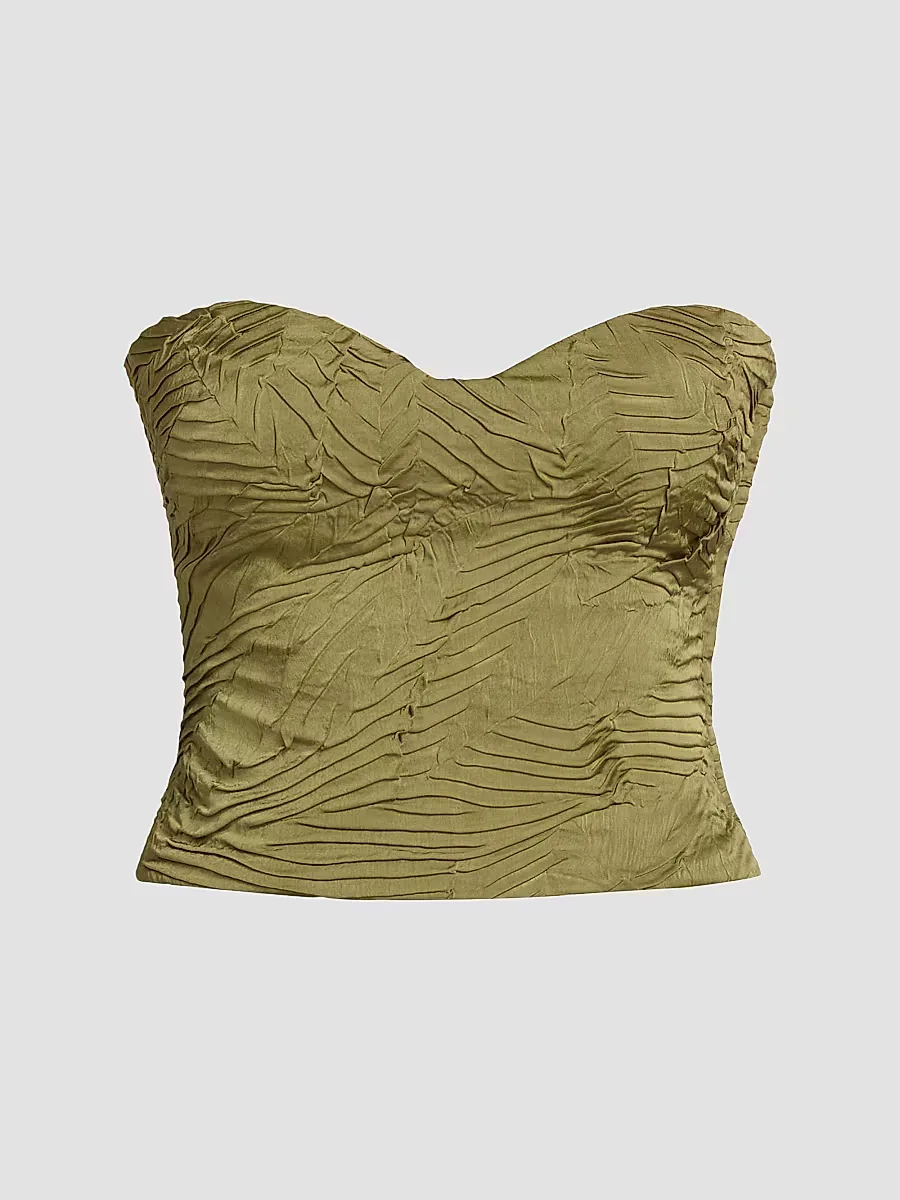 Heelen Crinkled Satin Crop Bustier Top by Ulla Johnson