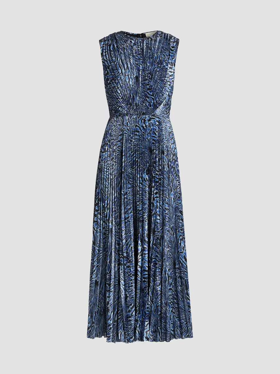 Malin Pleated Satin Midi-Dress by Ulla Johnson