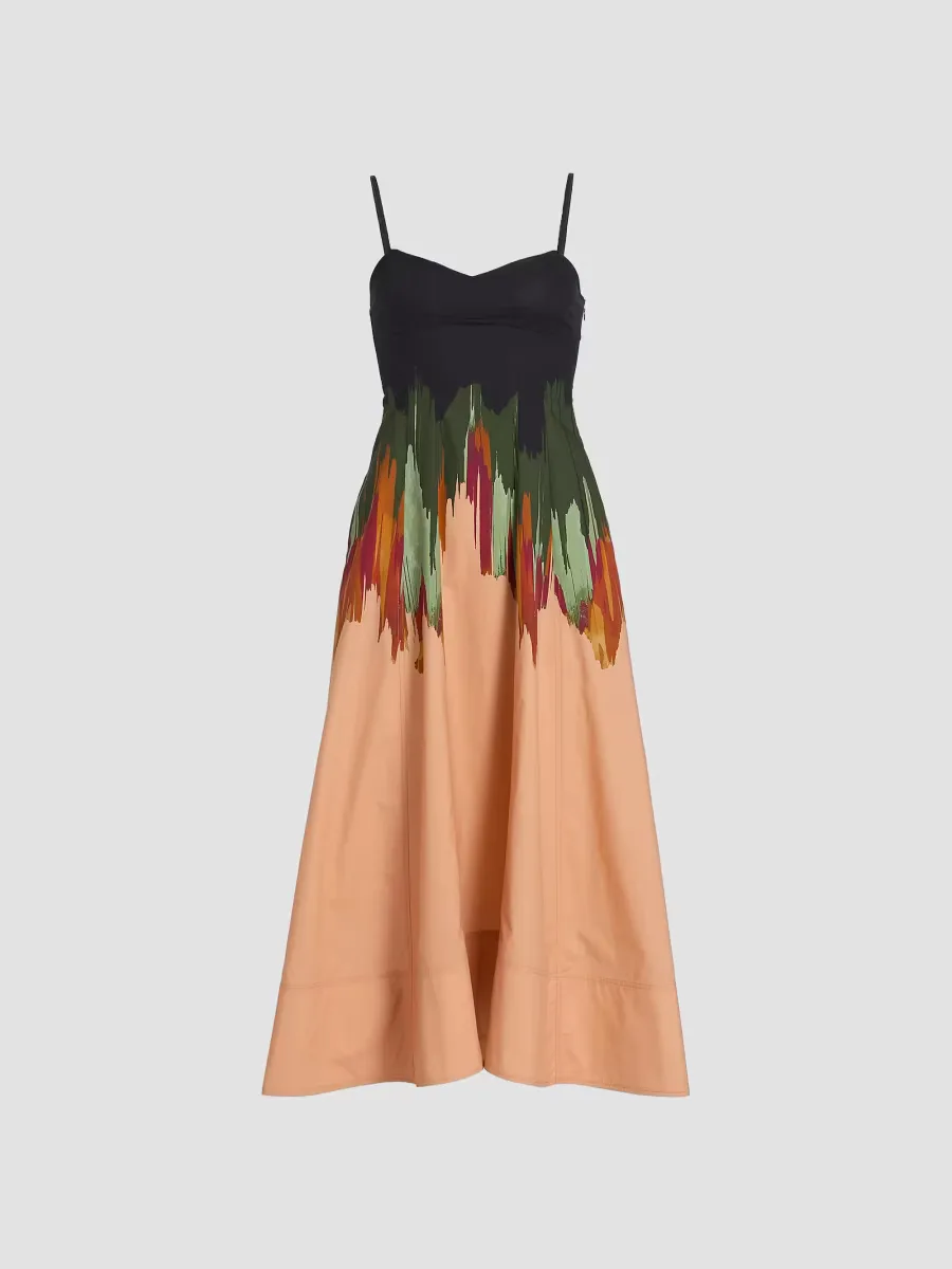 Nova Splatter-Paint A-Line Midi-Dress by Ulla Johnson