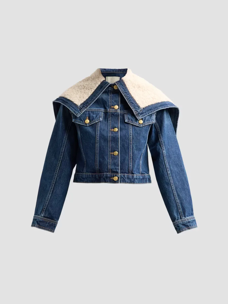 The Sybil Faux-Shearling Hooded Denim Jacket by Ulla Johnson