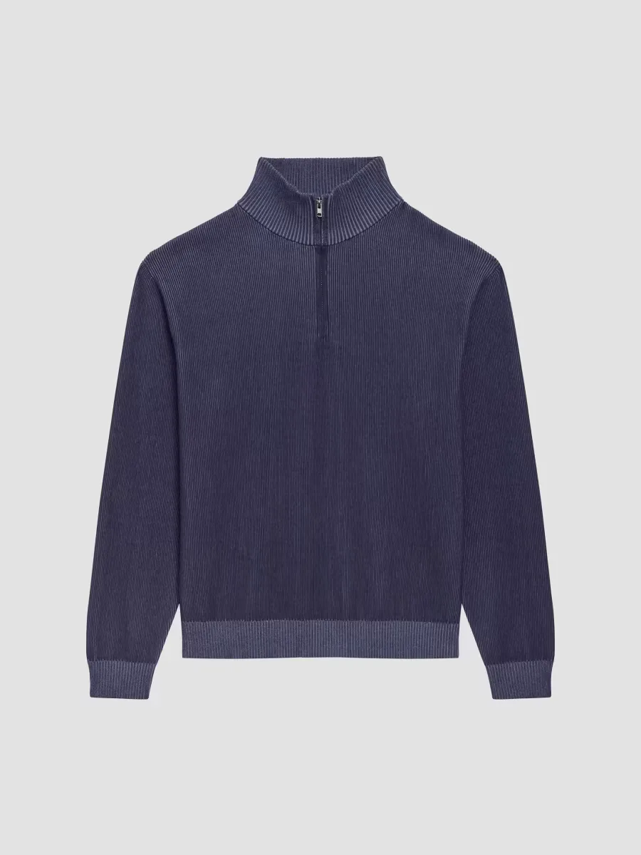 Rib-Knit Quarter-Zip Sweater by Theory
