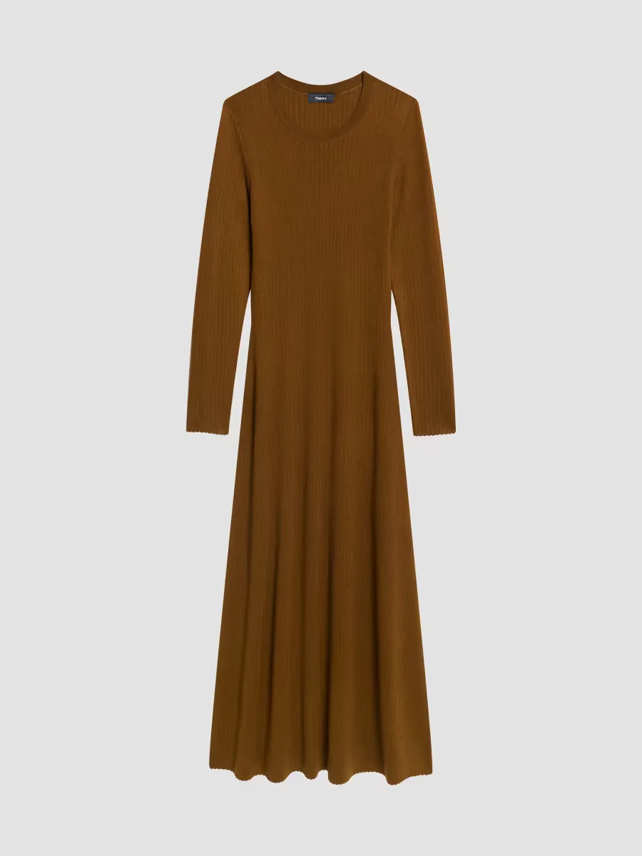Merino Wool Crewneck Midi Dress