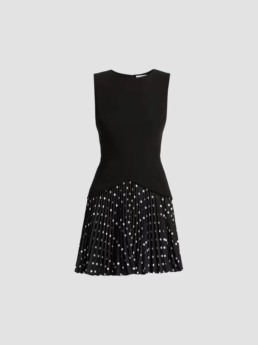 Haddy Polka Dot Pleated Combo Minidress by Milly