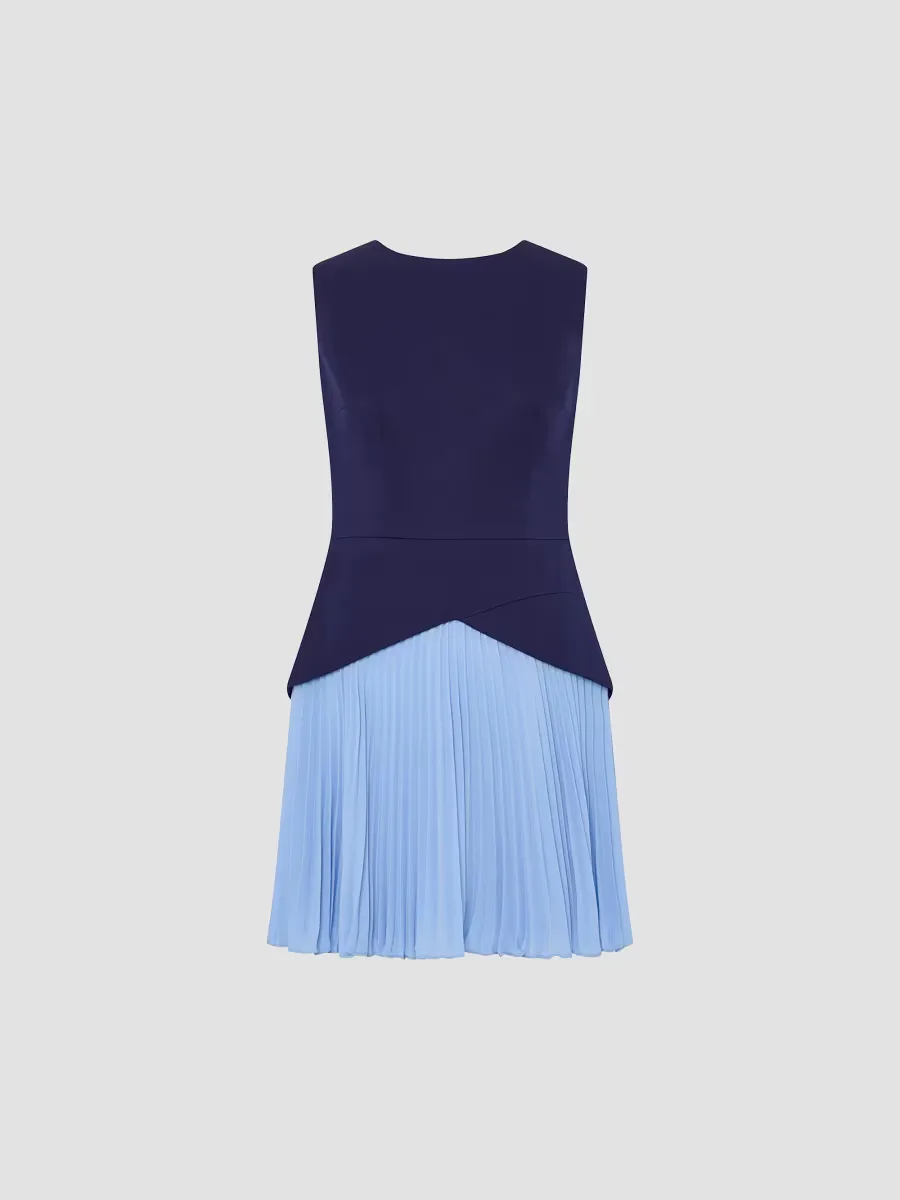 Haddy Pleated Two-Tone Minidress by Milly