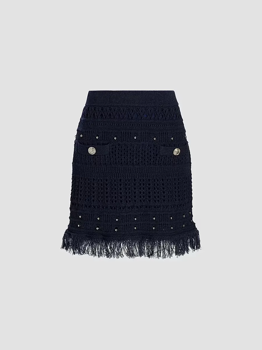 Beaded Fringe Miniskirt by Milly