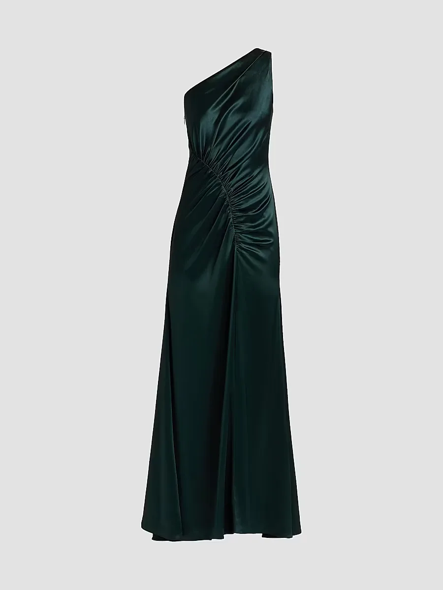 Whitney Asymmetric Hammered Satin Dress