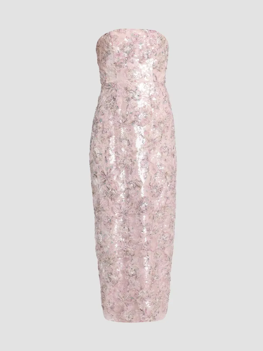 Jasmine Sequined Strapless Gown by Milly