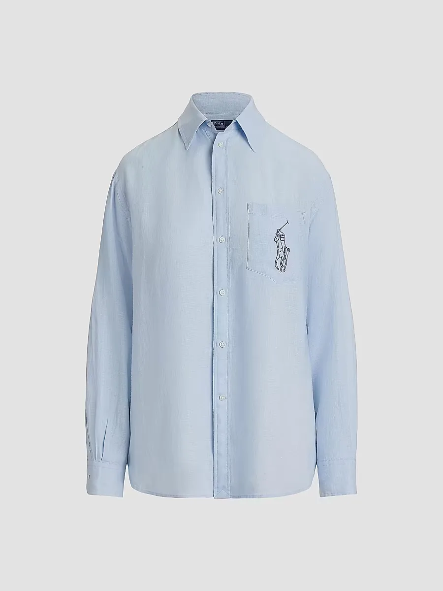 Big Pony Linen Oversized Shirt by Polo Ralph Lauren