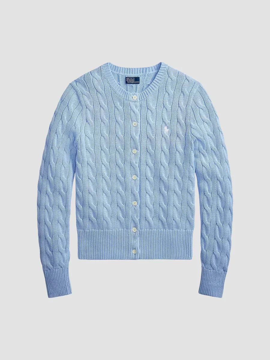 Logo Cable-Knit Cotton Cardigan by Polo Ralph Lauren
