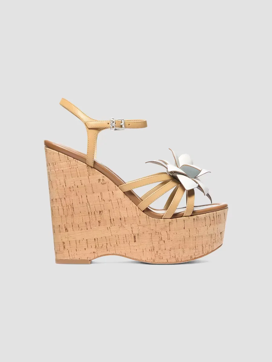 Jacie 130MM Leather Platform Wedge Sandals by Michael Kors