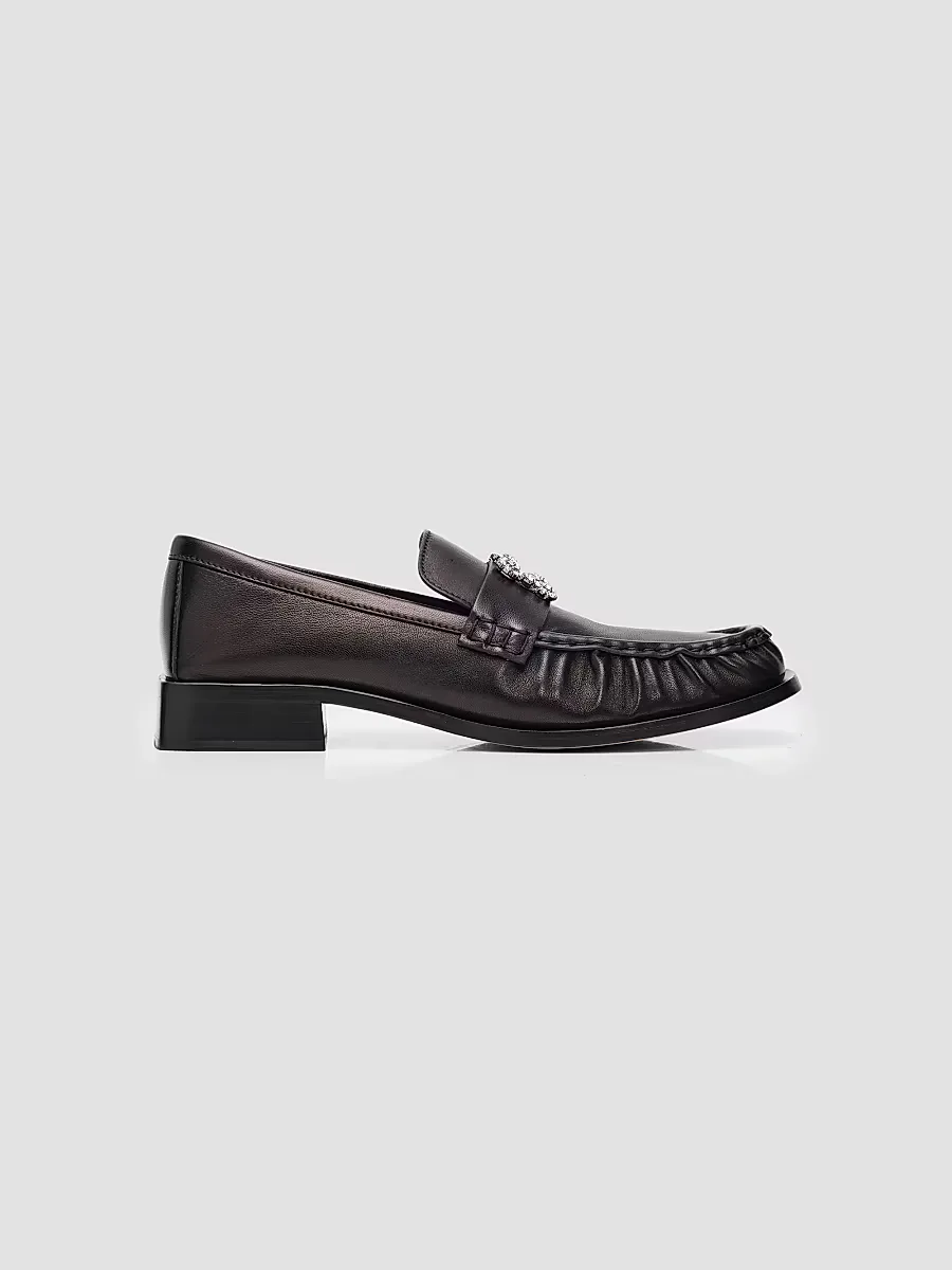 Embellished Buckle 25MM Leather Loafers by Roger Vivier