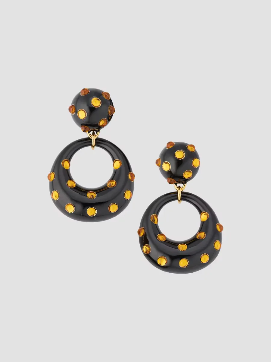 24K-Gold-Plated, Enamel & Glass Clip-On Drop Earrings by Oscar de la Renta