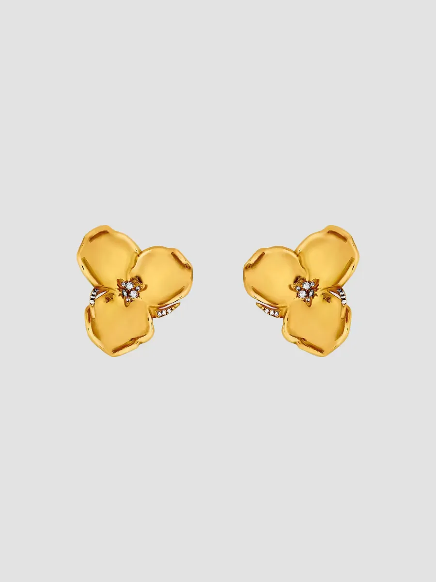24K-Gold-Plated & Glass Crystal Blossom Stud Earrings