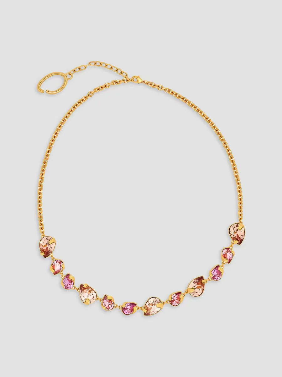 Pear Rhinestone 24K-Gold-Plated & Crystal Necklace by Oscar de la Renta