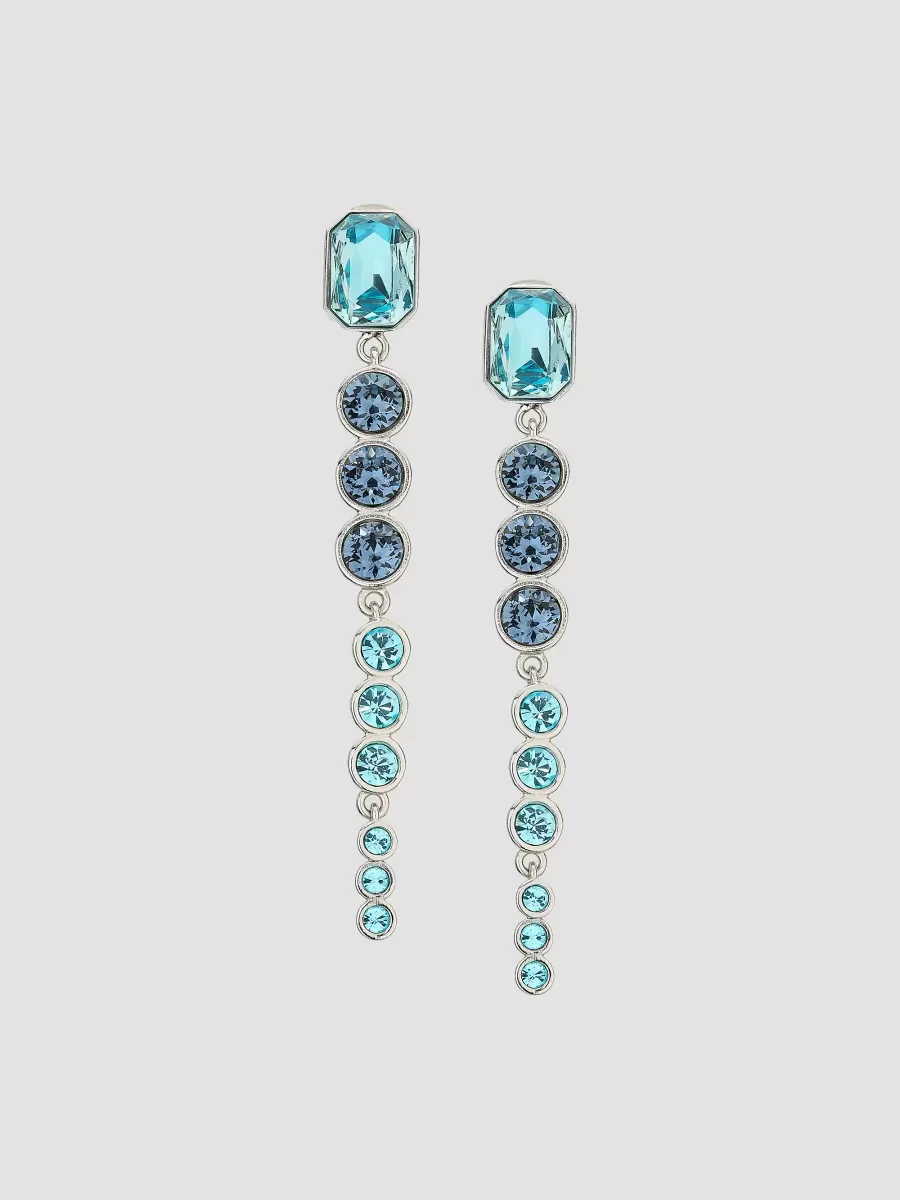 Goldtone Cascading Rhinestone Graduated Drop Earrings