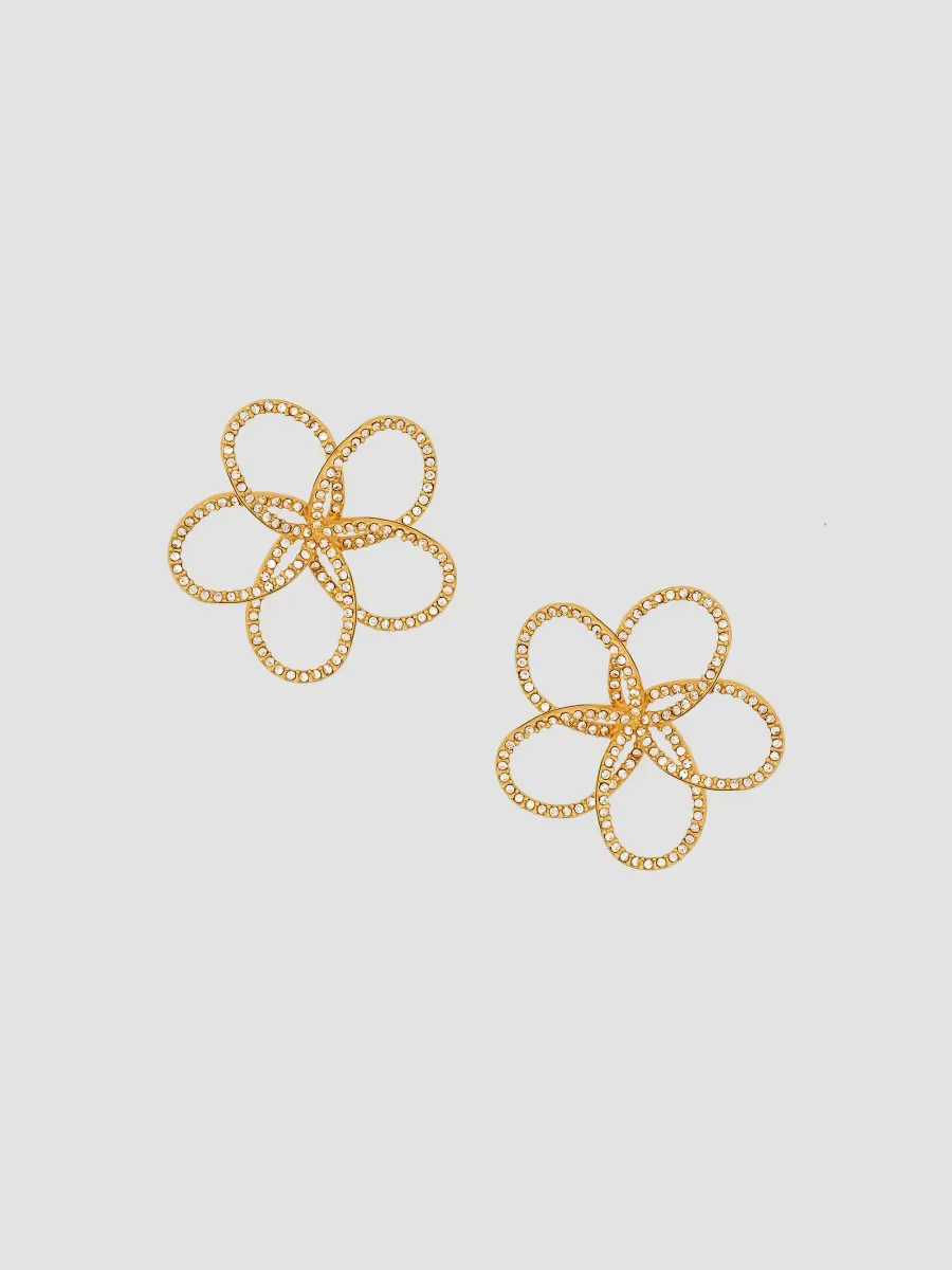 Flower Chain 24K-Gold-Plated & Glass Crystal Earrings by Oscar de la Renta
