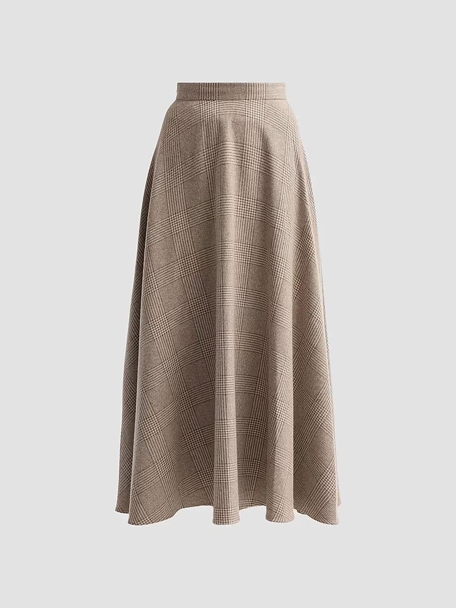 Glen Check Wool Cashmere Tailoring Skirt by Oscar de la Renta