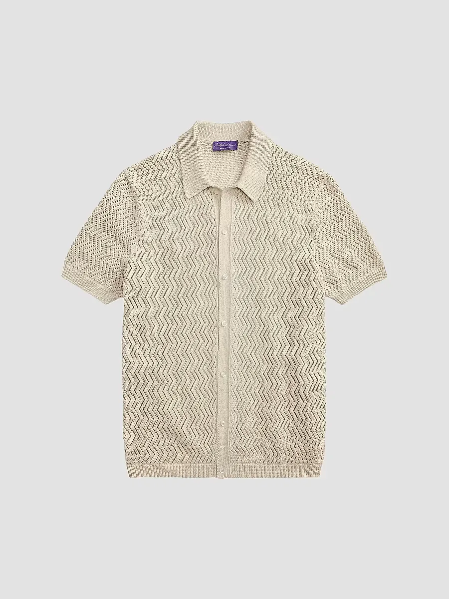 Purple Label Textured Cotton Short-Sleeve Cardigan by Ralph Lauren
