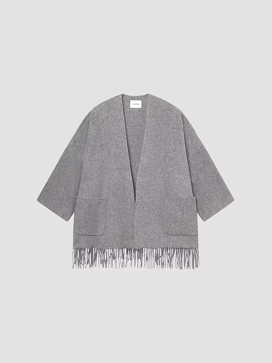 Fringe Hem Wool-Blend Coat by FRAME