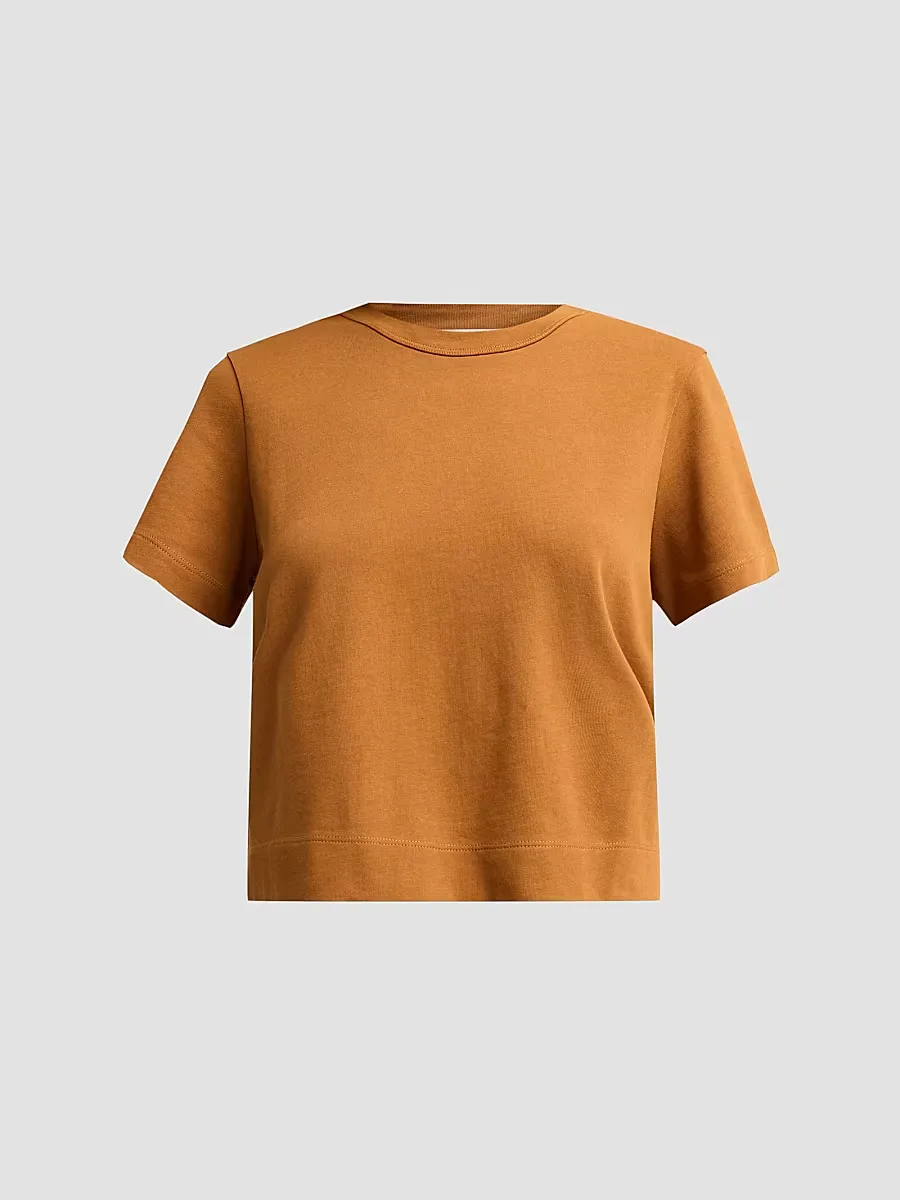 Crewneck Cotton Boxy T-Shirt by FRAME