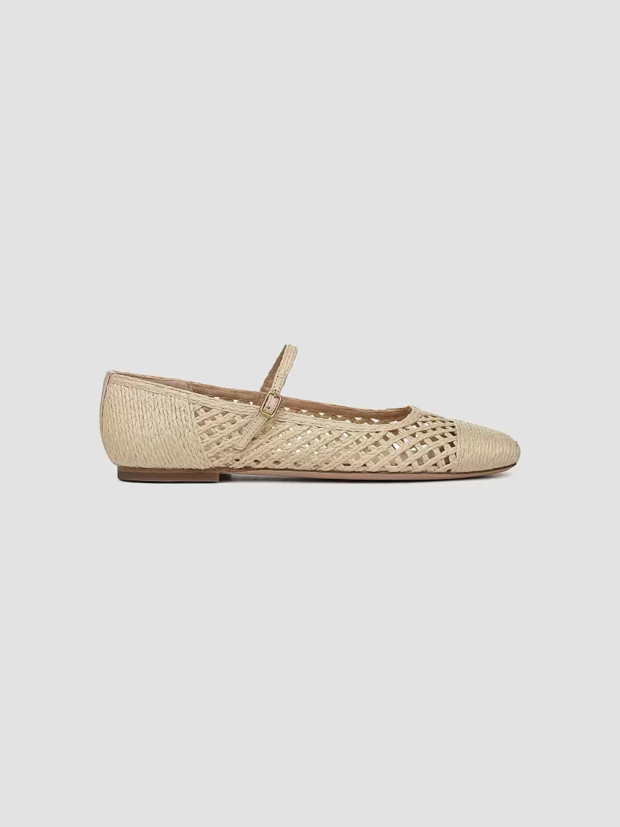 Ellie Faux Raffia Weave Mary Janes