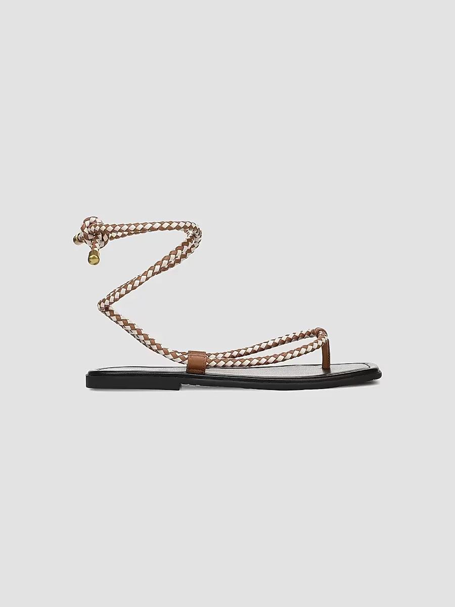 Carmina Woven Cord Ankle-Wrap Sandals