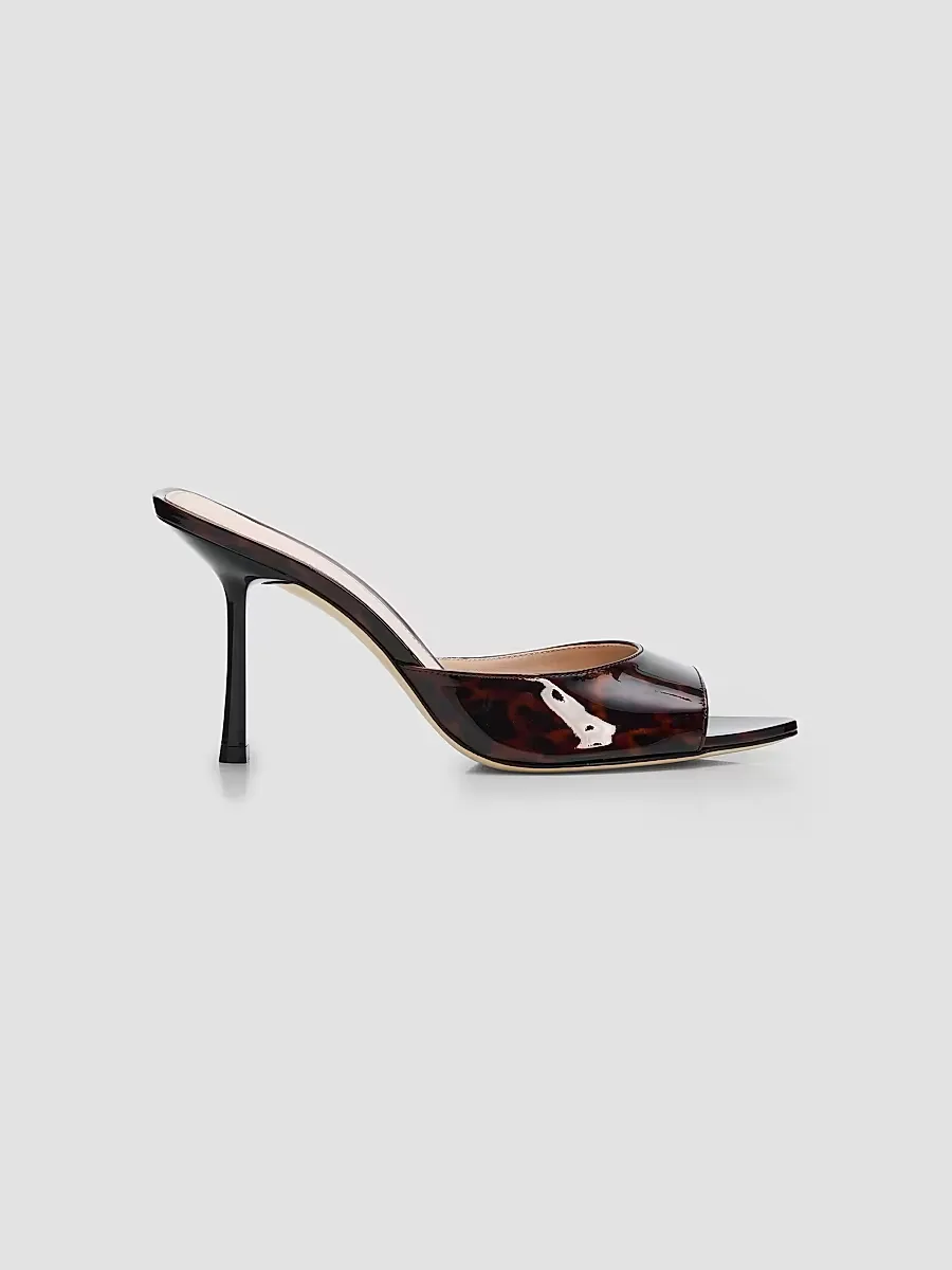 Lexington 85MM Tortoiseshell Patent Leather Mules by Stuart Weitzman