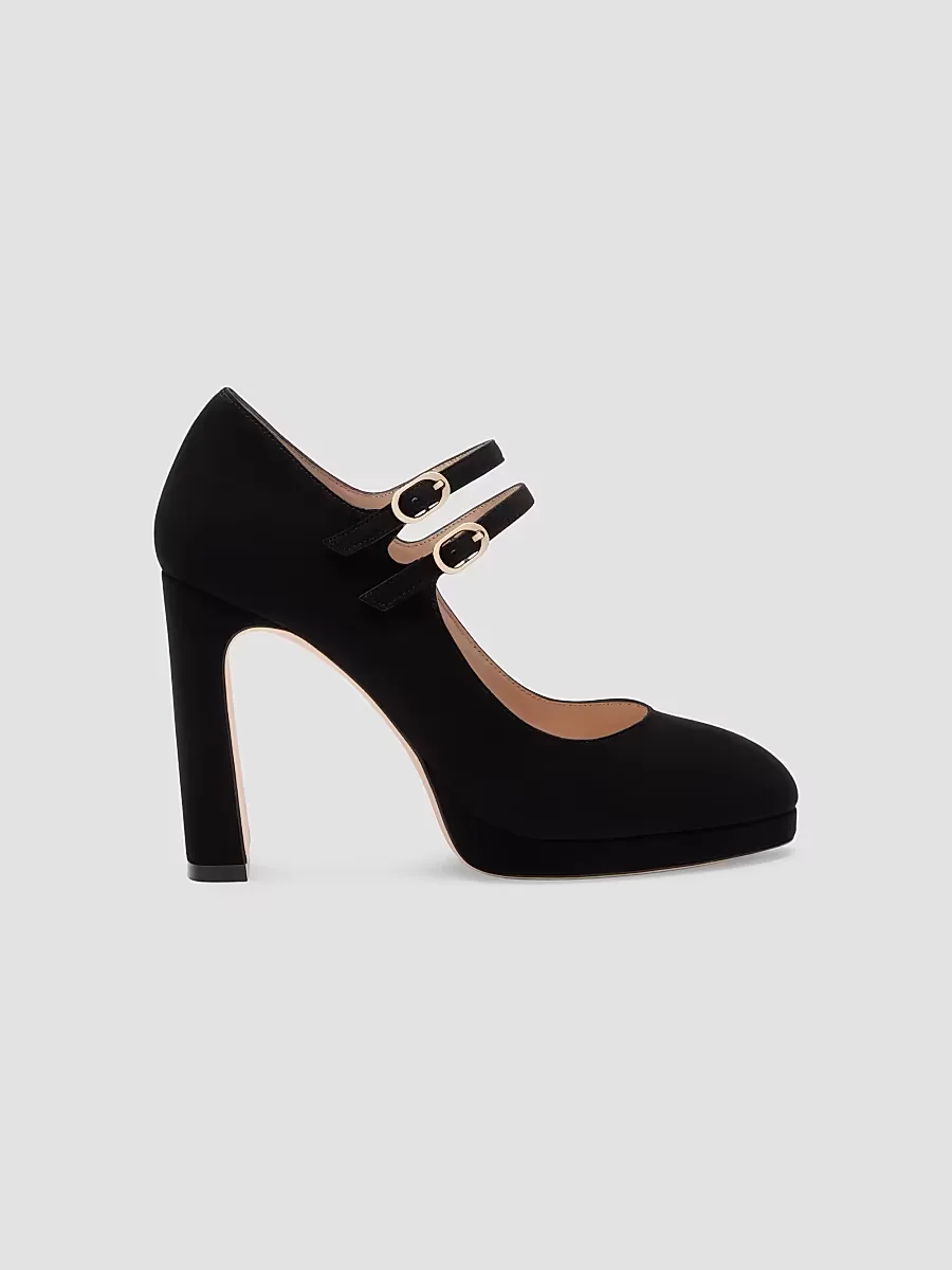 Babette 100MM Suede Platform Mary Janes by Stuart Weitzman