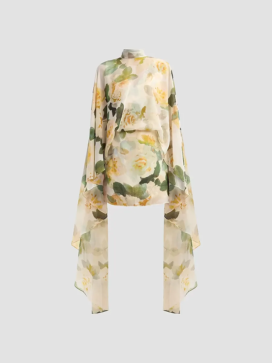 Fiona Floral Cape Mini Dress by Ungaro
