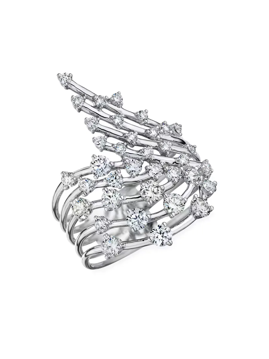 Luminus 18K White Gold & Diamond Wavy Wrap Ring