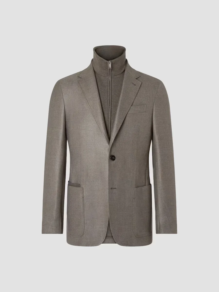 Detachable Bib Cashmere Silk and Linen Jacket by ZEGNA