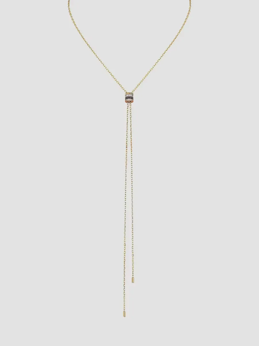 Quatre Classique 18K Tri-Tone Gold, Brown PVD & Diamond Pendant Mini Bolo Necklace