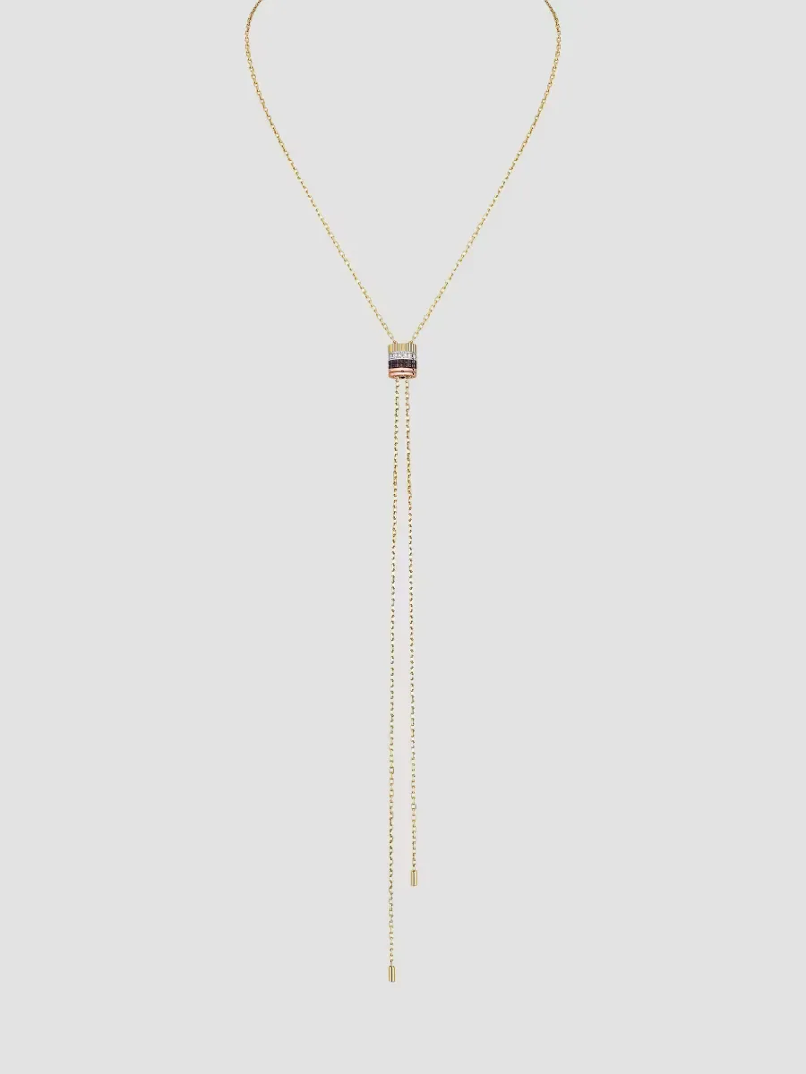 Quatre Classique 18K Tri-Tone Gold, Brown PVD & Diamond Pendant Bolo Necklace