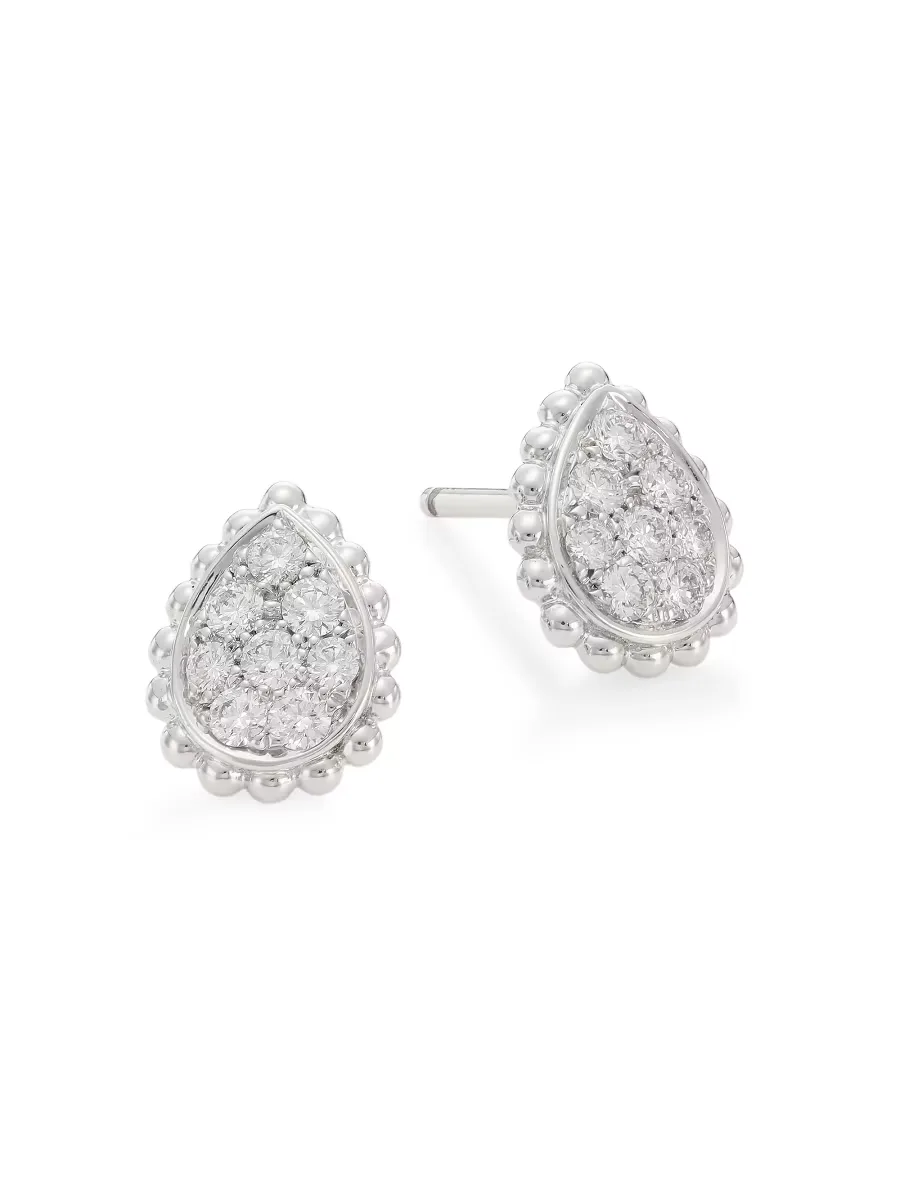 Serpent Bohme 18K White Gold & Diamond Stud Earrings by Boucheron