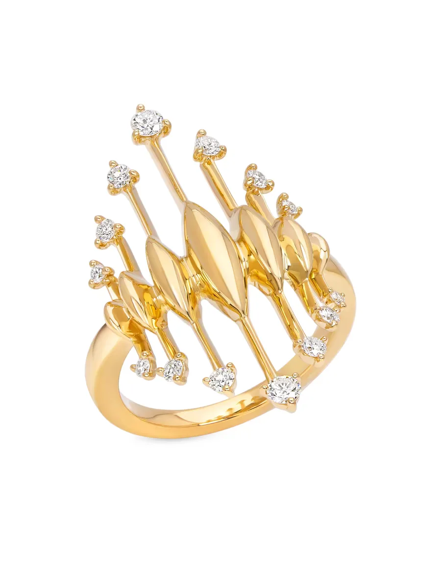 Tribal 18K Yellow Gold & Diamond Ring by Hueb