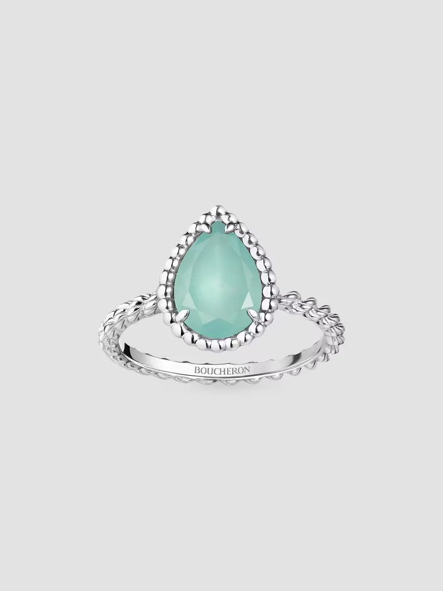 Serpent Bohme 18K White Gold & Aquaprase Small Ring by Boucheron