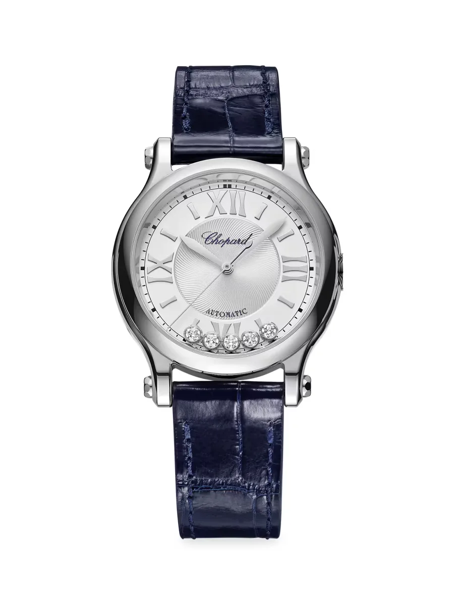 Happy Sport Stainless Steel, Diamond & Alligator Leather-Strap Watch by Chopard