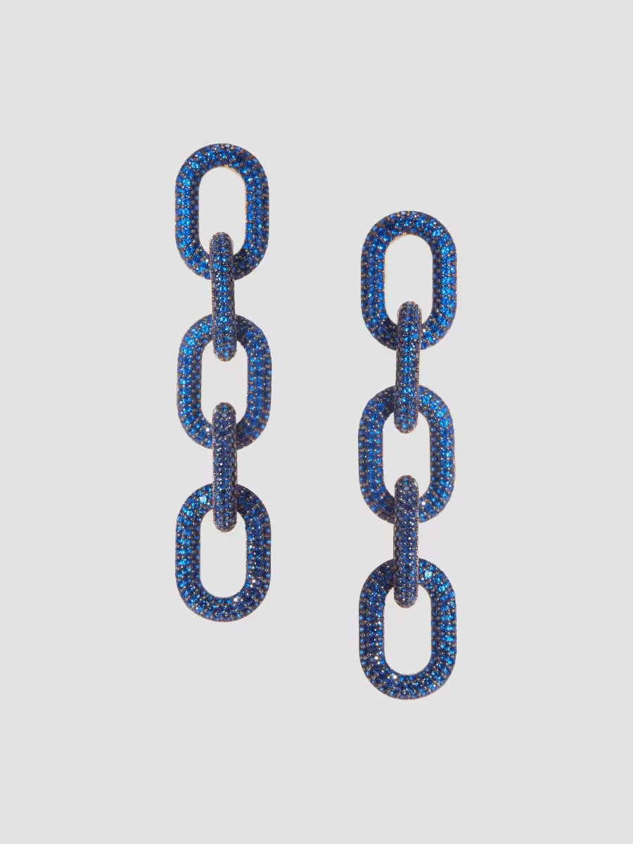 14K-Yellow-Gold Vermeil & Crystal Oval-Link Drop Earrings by Nickho Rey