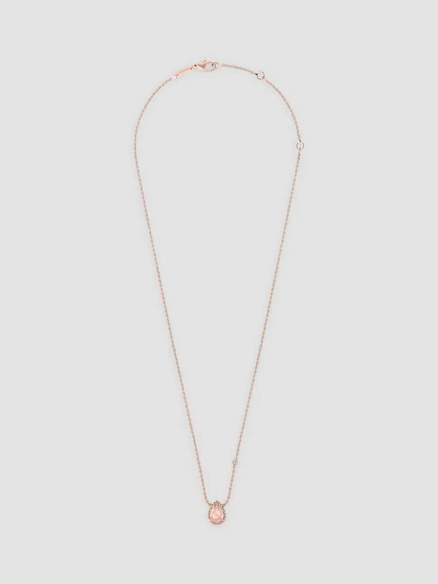 Serpent Bohème 18K Rose Gold, Pink Quartz & 0.03 TCW Diamond Pendant Necklace by Boucheron