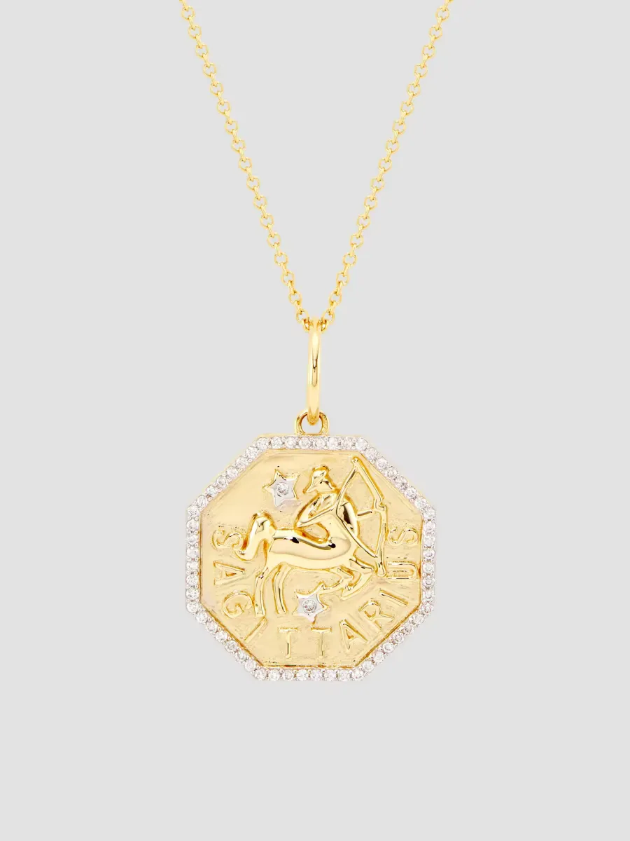 14K Yellow Gold & 0.2 TCW Diamond Zodiac Pendant Necklace - Sagittarius by Saks Fifth Avenue