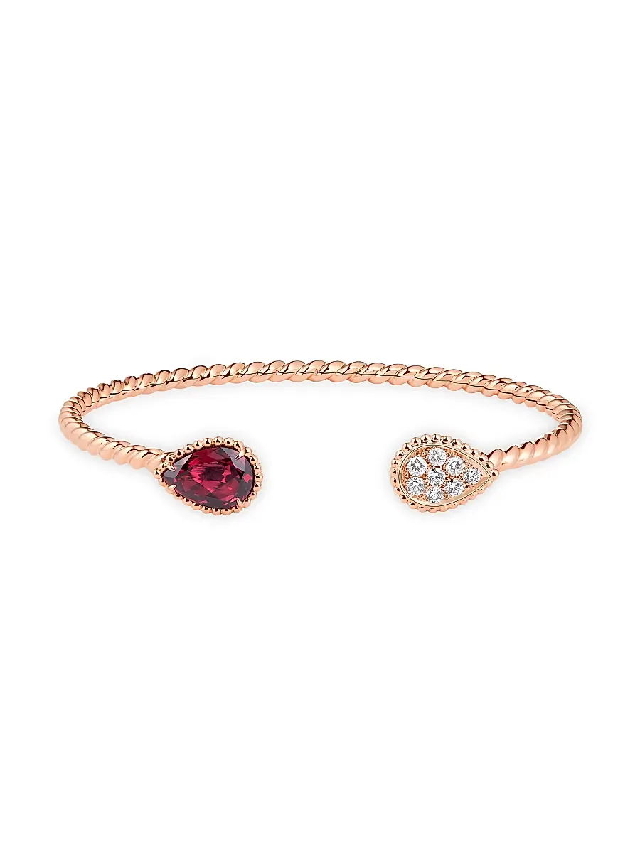 Serpent Bohème 18K Rose Gold, Rhodolite Garnet & 0.32 TCW Diamond Cuff by Boucheron