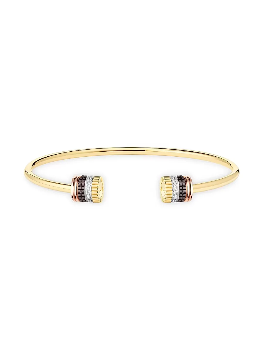 Quatre Classique Tri-Tone 18K Gold, 0.23 TCW Diamond & PVD Cuff by Boucheron
