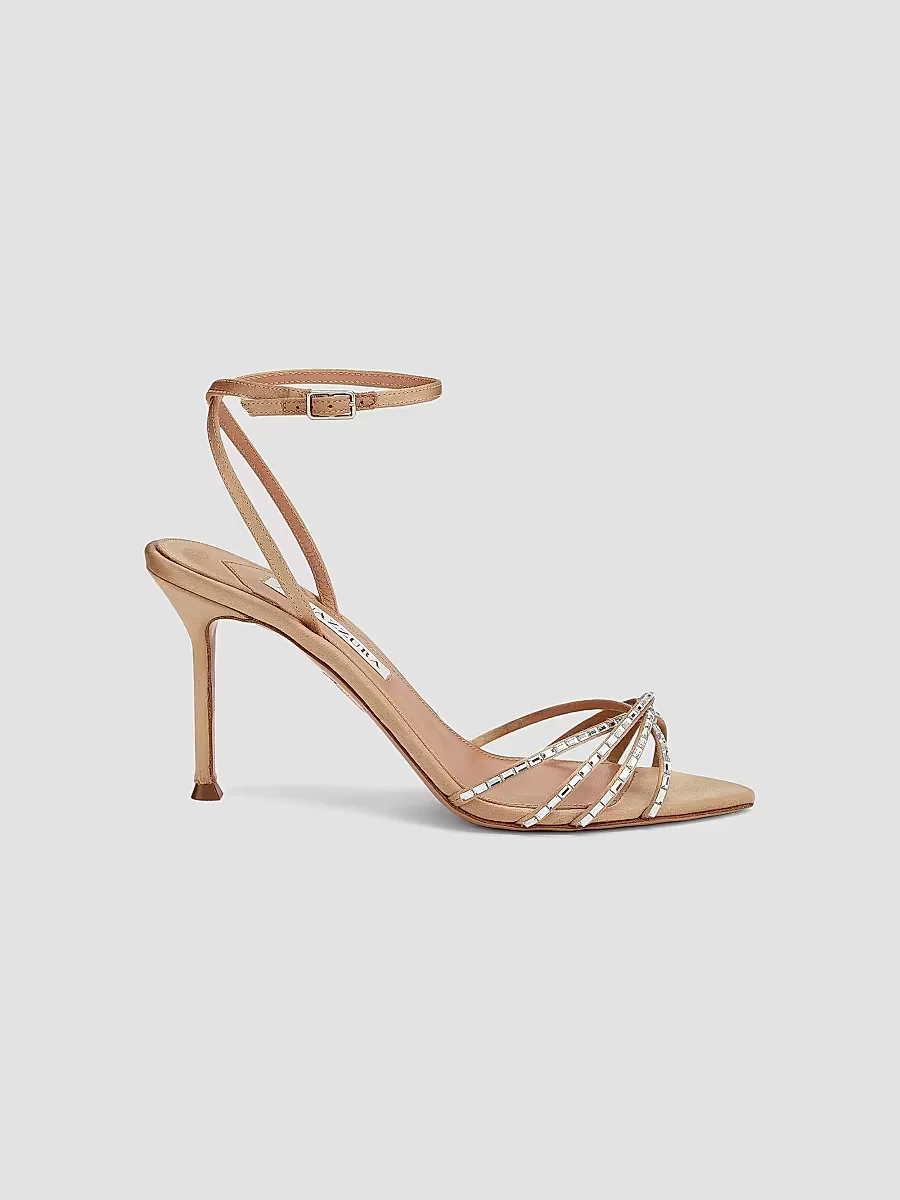 Tell Me 85MM Crystal-Embellished Satin Sandals